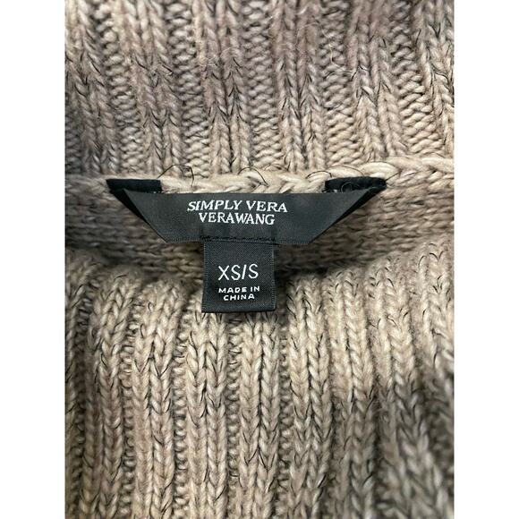 Simply Vera by Vera Wang Poncho Sweater XS/SM Cable Knit Turtleneck Beige Ribbed - Picture 4 of 4